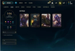Conta prata 3 com TODOS os champs e 106 Skins + 4 Vitoriosas - League of Legends LOL