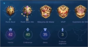 Conta com 42 herois e 35 skins 2 epicas valor gasto +R$ 400 - Mobile Legends