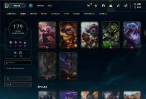 Conta Unranked com 150 Champs e 179 Skins - League of Legends LOL