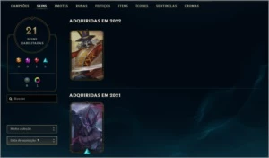 CONTA LOL GOLD 4 MMR BOM COM 21 SKINS - League of Legends