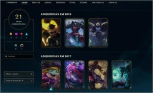 CONTA LOL GOLD 4 MMR BOM COM 21 SKINS - League of Legends