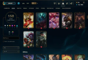 Bronze 3 com 155 Champs e 150 Skins ( ADC / MID / JG ) - League of Legends LOL