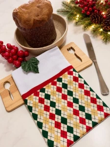 Pano de Prato barrado natal - Artesanato e Personalizados