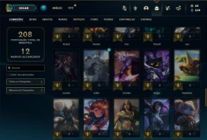 Platina 4 com 66 Champs e 31 Skins + 4 Espolios - League of Legends LOL
