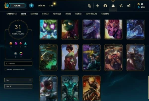 Platina 4 com 66 Champs e 31 Skins + 4 Espolios - League of Legends LOL