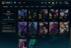 Conta Unranked lv 26 com 22 Champs e 14 Skins - League of Legends LOL