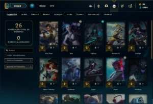 Conta Unranked lv 26 com 22 Champs e 14 Skins - League of Legends LOL