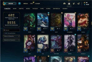 Conta Platina 4 com TODOS os champ e 379 Skins + 4 Prestigio - League of Legends LOL