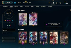 Conta Platina 4 com TODOS os champ e 379 Skins + 4 Prestigio - League of Legends LOL