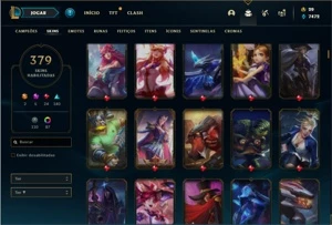 Conta Platina 4 com TODOS os champ e 379 Skins + 4 Prestigio - League of Legends LOL