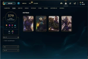 Conta Platina 4 com TODOS os champ e 379 Skins + 4 Prestigio - League of Legends LOL