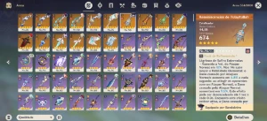 🟢38 Chars/Constelação + 24 Arma/Refino +Skins/Armas Evento✨ - Genshin Impact