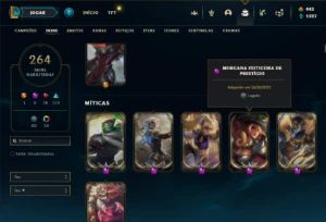 Platina 1 com 150 Champs e 264 Skins + 6 Prestigios - League of Legends LOL