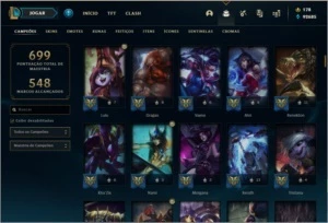 CONTA OURO 1 COM TODOS OS CHAMPS E +160 SKINS - League of Legends LOL
