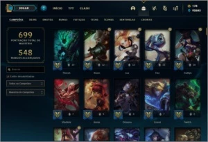 CONTA OURO 1 COM TODOS OS CHAMPS E +160 SKINS - League of Legends LOL