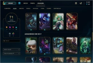 CONTA PLATINA -  71 SKINS - League of Legends LOL