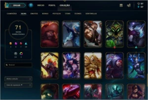 CONTA PLATINA -  71 SKINS - League of Legends LOL