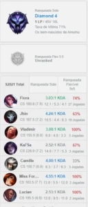 CONTA DIAMOND 4 71% WINRATE - League of Legends LOL