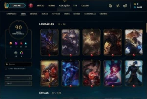 Conta LoL: 90 skins e 126 Campeões. - League of Legends