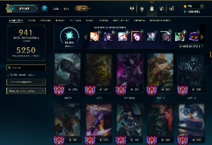 Prata 3 com TODOS os champs e 216 Skins ( Nivel 1166 ) - League of Legends LOL