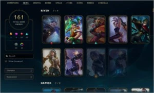 Conta League of Legends 161 skins, season 7 Plat 2 LOL