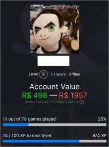 vendo conta steam de uso pessoal