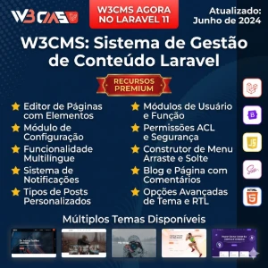 W3CMS Laravel: O Sistema para Criar Sites - Sites, Lojas e Sistemas Prontos Sites e Scripts