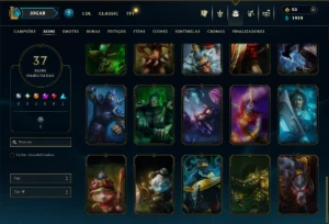 Unranked com 22 Champs e 37 Skins - League of Legends LOL