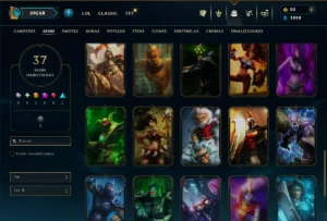 Unranked com 22 Champs e 37 Skins - League of Legends LOL