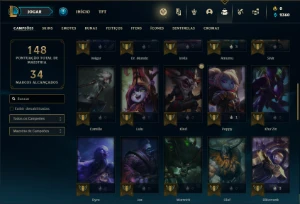 Conta prata 3 com 50 Champs e 19 Skins + 2 Prestigios Riven - League of Legends LOL