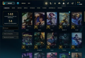 Conta prata 3 com 50 Champs e 19 Skins + 2 Prestigios Riven - League of Legends LOL