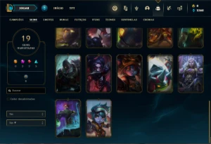 Conta prata 3 com 50 Champs e 19 Skins + 2 Prestigios Riven - League of Legends LOL