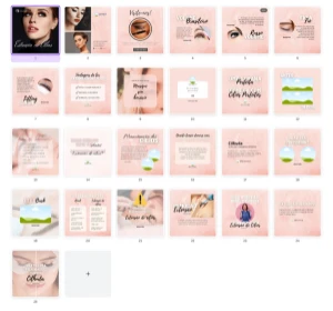 Pack Canva Cilios - 25 Artes Editáveis - Serviços Digitais