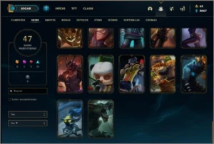 Conta prata 4 com 84 champs, 47 skin e Ahri Edição Prestigio - League of Legends LOL