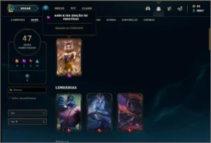 Conta prata 4 com 84 champs, 47 skin e Ahri Edição Prestigio - League of Legends LOL