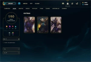Conta platina 4 com 140 Champs e 190 Skins + 2 Prestigios - League of Legends LOL