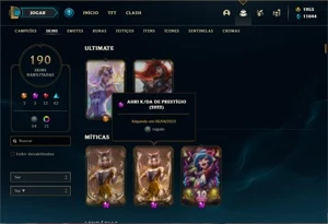 Conta platina 4 com 140 Champs e 190 Skins + 2 Prestigios - League of Legends LOL