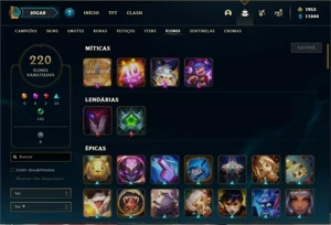 Conta platina 4 com 140 Champs e 190 Skins + 2 Prestigios - League of Legends LOL