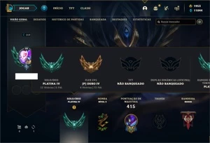 Conta platina 4 com 140 Champs e 190 Skins + 2 Prestigios - League of Legends LOL