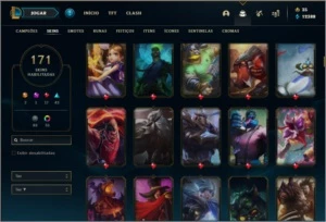 Conta prata 1 com 125 champs e 171 skins (VEM COM DADOS) - League of Legends LOL