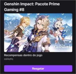 vendo código da twitch prime do genshin impact