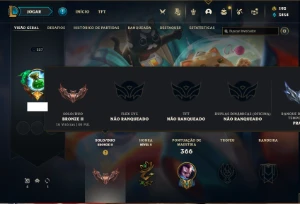 Conta bronze 2 com 120 Champs e 96 Skins + 2 Prestigios - League of Legends LOL