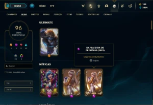 Conta bronze 2 com 120 Champs e 96 Skins + 2 Prestigios - League of Legends LOL