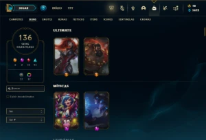 Bronze 4 com 150 Champs e 136 Skins ( Nivel 647 ) - League of Legends LOL