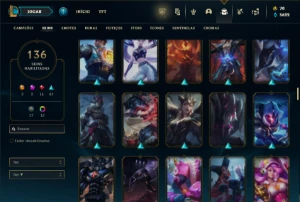 Bronze 4 com 150 Champs e 136 Skins ( Nivel 647 ) - League of Legends LOL