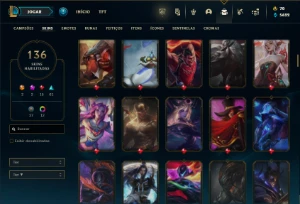 Bronze 4 com 150 Champs e 136 Skins ( Nivel 647 ) - League of Legends LOL