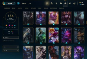 Bronze 4 com 150 Champs e 136 Skins ( Nivel 647 ) - League of Legends LOL