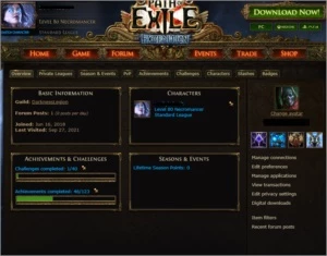 Conta PATH OF EXILE 118 SKINS (steam) 98 JOGOS - Others