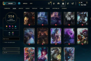 Ouro 3 com TODOS os champs e 324 Skins + 9 Prestigios - League of Legends LOL