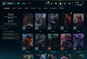 Ouro 3 com TODOS os champs e 324 Skins + 9 Prestigios - League of Legends LOL